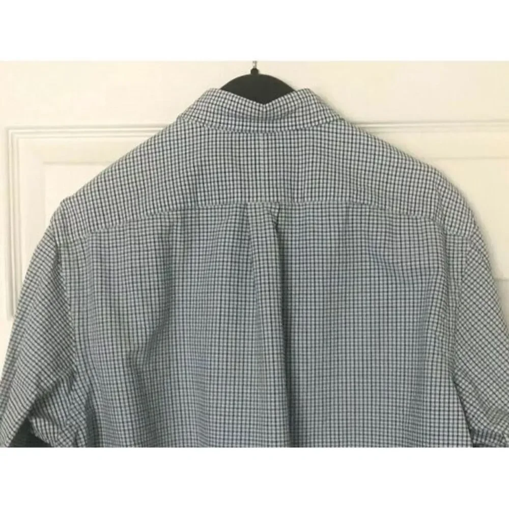 Ralph Lauren Men's Large Long Sleeve Button Pony Shirt Blue‎ Green Check *Stain